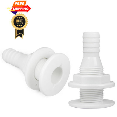 Grngven 2Pcs Marine Plastic Thru-Hull Fittings for Boats, 3/4 Inch, White