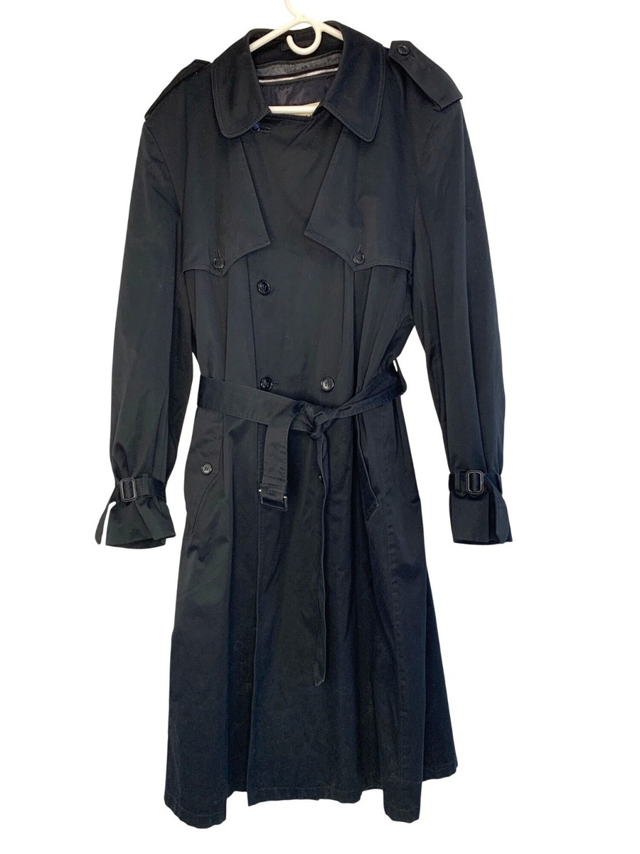 VTG 90s Towne London Fog Black Double-Breasted Trench Coat Men's