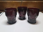Vintage Anchor Hocking Ruby Red Georgian Honeycomb Set Of 3