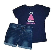 SO Brand Size 8 Cotton Slip On Short  Cape Cod T-Shirt Girls Summer Outfit