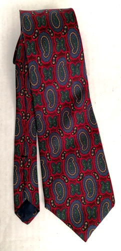LIBERTY Of London Neck Tie Red Blue MENS Paisly Silk MADE in USA Vintage - Picture 5 of 5