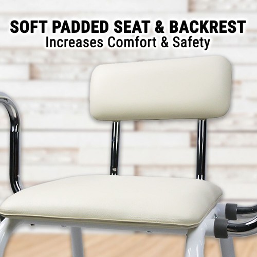 Kitchen Stool W/ Arms Perching Chair Bench Padded Seat Adjustable Height Elderly - Picture 3 of 7