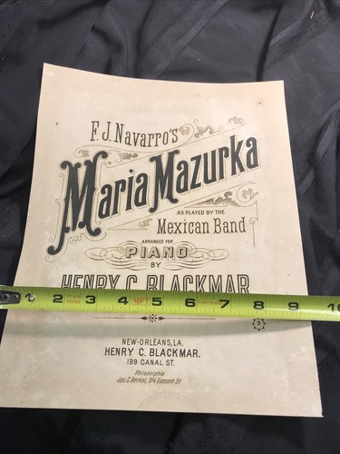 Maria Mazurka As Played By Mexican Band 1897 Sheet Music Cover 4 Framing - Picture 4 of 6