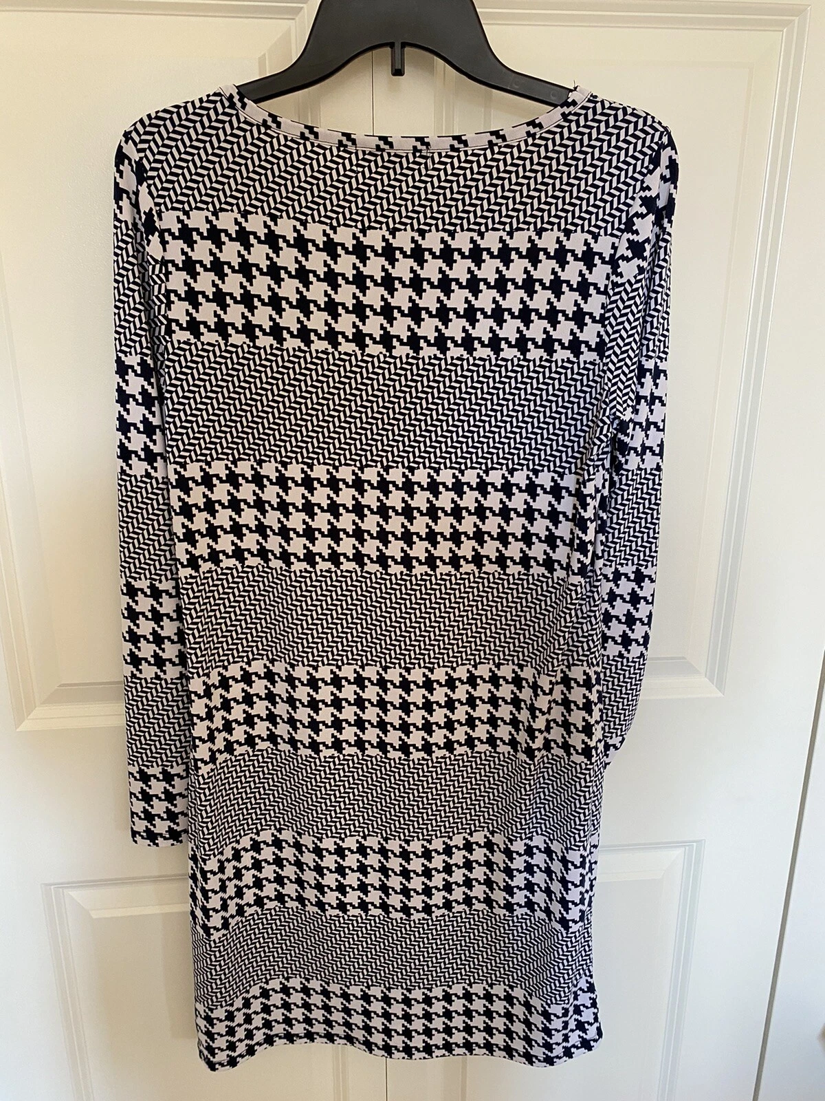 Abito Michael Kors maglia manica lunga tubino bianco e nero geometrico taglia P taglia 2