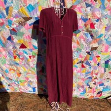 vintage cottage core dress 1990s wine red sundress M-L sleeveless Talbots