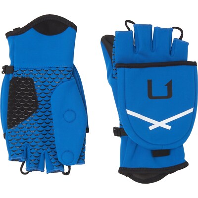 HUK Soft Shell Flip Mitt Mittens Cold Weather Fishing Gloves Blue Black S/M L/XL