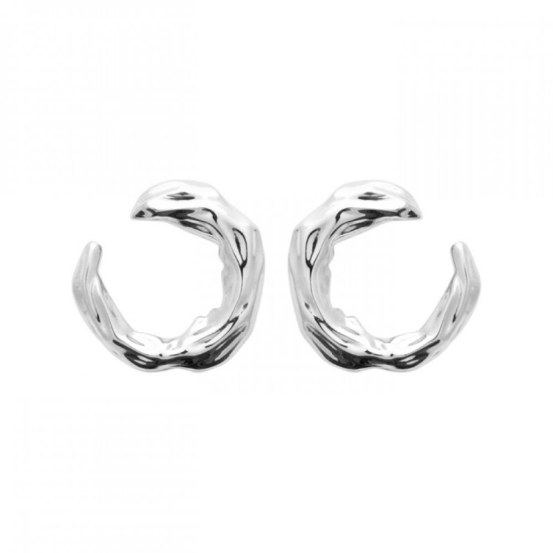 Boucles d'oreilles anneaux martelés en argent massif 925 rhodié d'exception