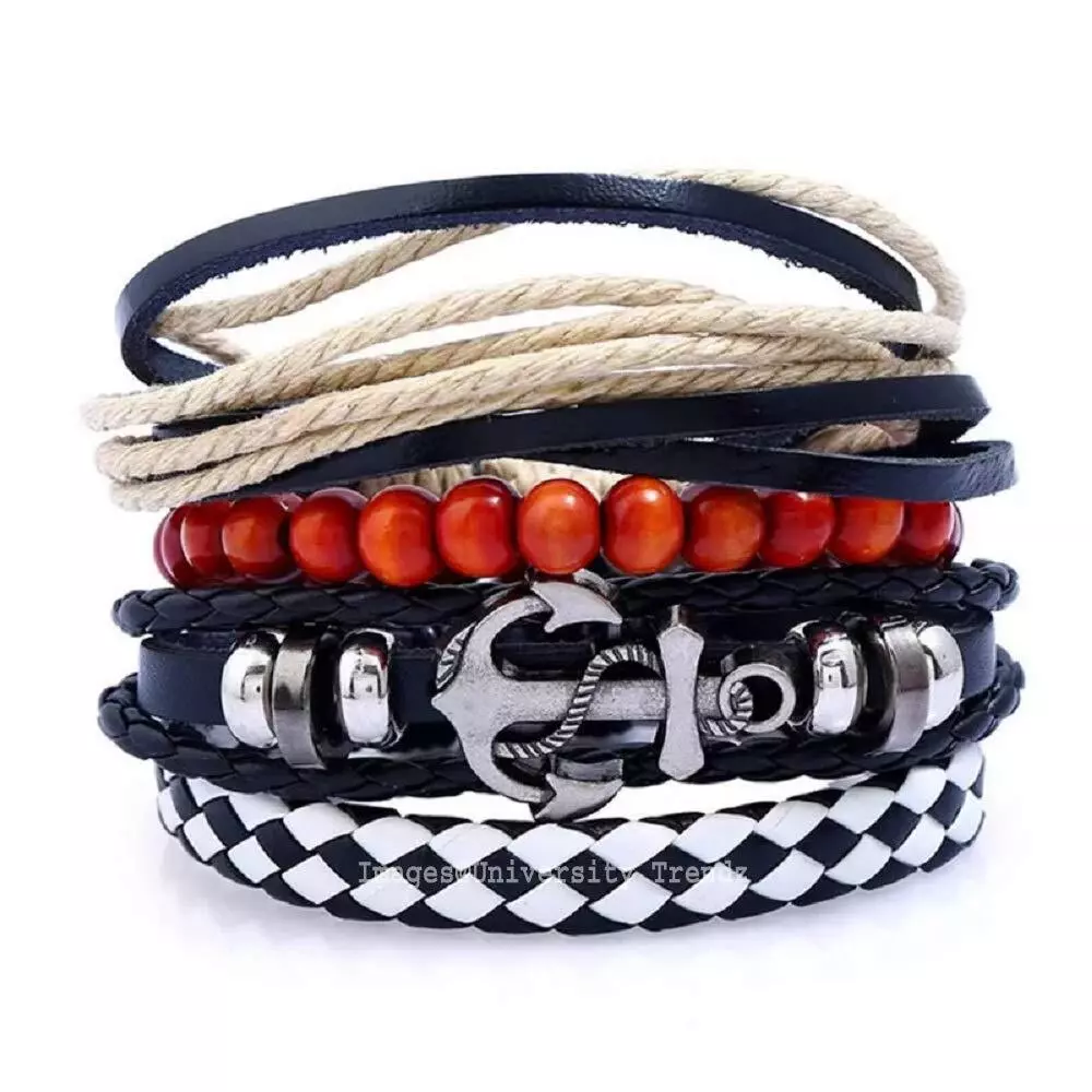 Leather and on sale metal bracelet