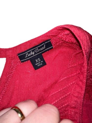 Lucky Brand Womens Sleeveless Top Sz XS Pink Lace Inset V Neck Cut Out Back Boho - Picture 4 of 6