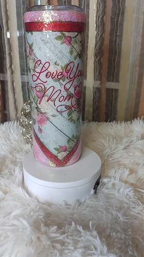 Handcrafted Love You Mom Floral Tumbler 20oz Skinny - Video 1 of 1