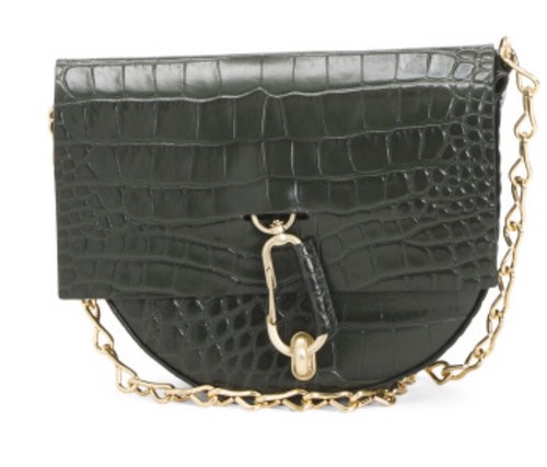 Zac Posen Belay Mini Crossbody Bag Purse MILITARY Patent Croco-NWT $395 - Picture 7 of 21