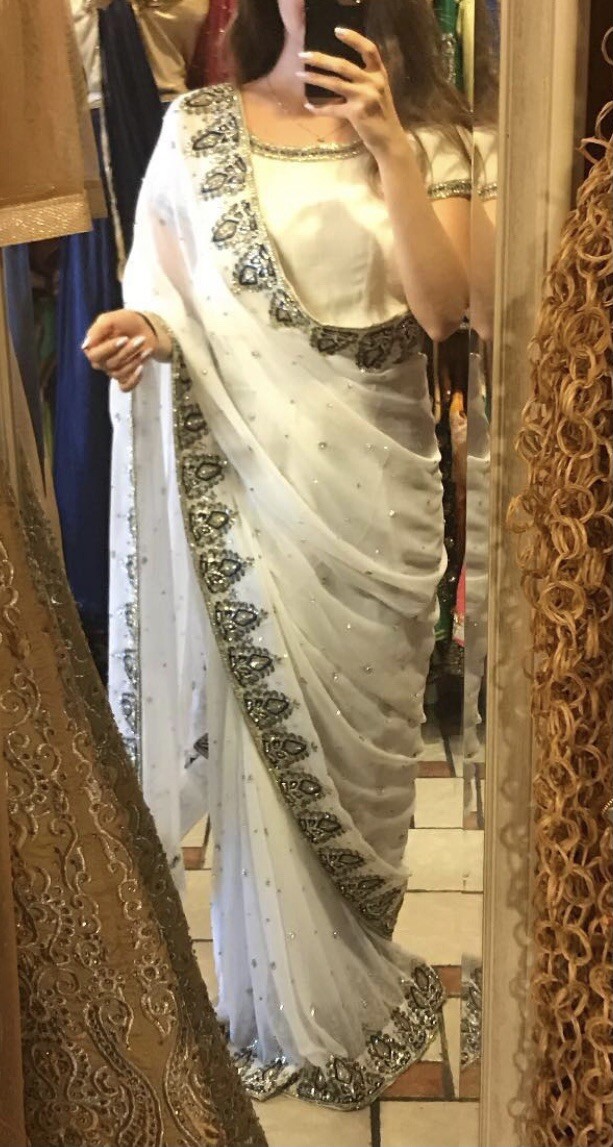 indian sorry dress 47 The Sari ideas Bhumika Georgette Indian Sari saree with Embroidery What is a Sari Saree is a rectangular piece of unstitched fabric which is draped in a very fascinating manner Maroon with green leaf art