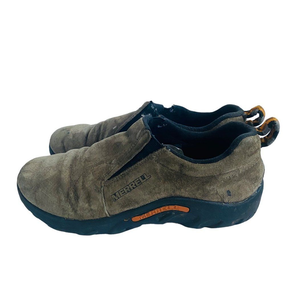 Scarpe Merrell kaki nabuk slip on giungla moc bambino taglia 6M donna 6 5