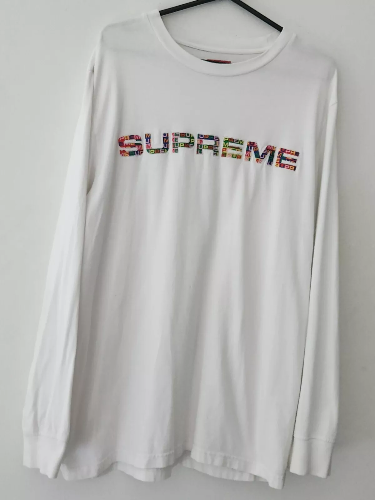 SS20 Supreme Meta Logo Weiss Langarm Top Größe L Groß L/S T Shirt