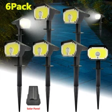6 Pack Landscape Spotlights 76LED COB Solar Powered Flood Lights Outside Pathway
