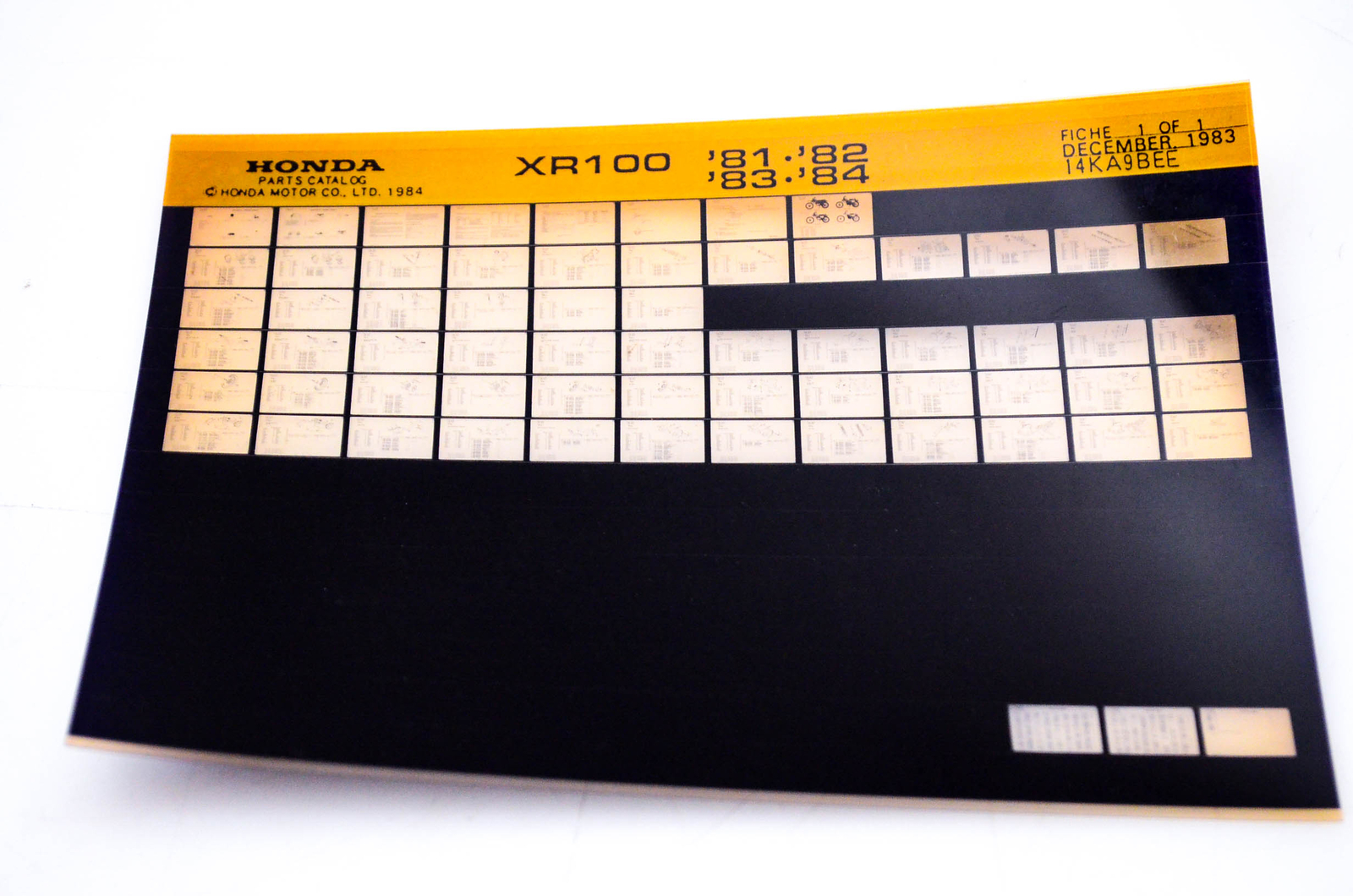OEM Honda XR100 1983/December '81 - '84 Parts Catalog Microfiche