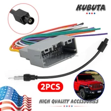 2X Car Stereo Radio Cable Adapter Wire Harness & Antenna for Jeep Dodge Wrangler