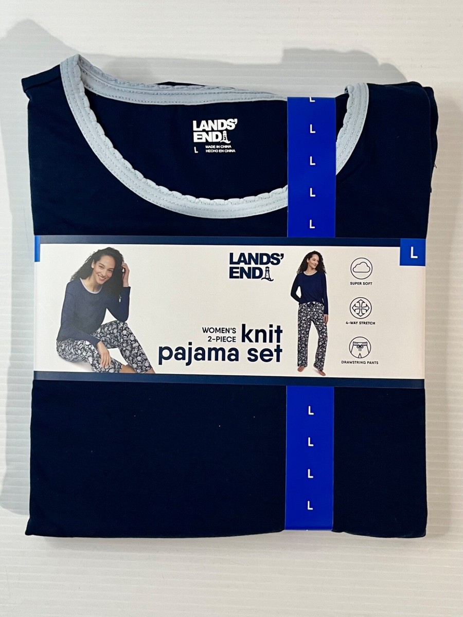 Lands' End Women's Knit 2-piece Pajama Set Long Sleeve NWT
