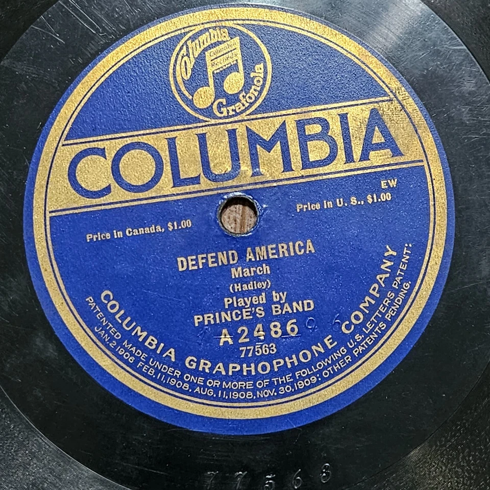 Prince's Band–American Eagle March/Defend America 1917 Columbia A2486 10" V+/V+ - Image 4 of 4