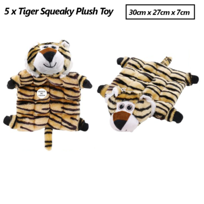 x Squeaky Plush Dog Pet Puppy Chew Tiger Toy Interactive