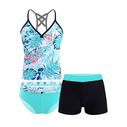 Girls Kids Two-pieces Halter Swimsuit Tops+Bottoms Sets Swimwear Bathers Tankini - Picture 32 of 115