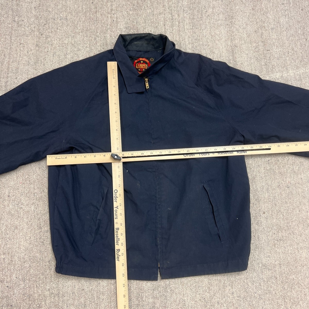 Vintage Campus Harrington Jacket Mens Large Blue 1960s Zip