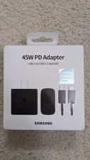Samsung 45W PD Power Adapter + USB-Cable Type-C Port to Type-C - Black - NEW