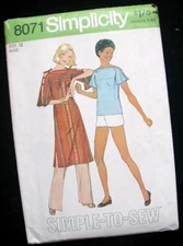 TUNIC TOP Pattern SHOULDER TIES Pants Shorts UNCUT 34 B Simplicity Vintage 1970s