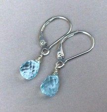 New Sterling Silver natural Aquamarine Sundance Charm artisan Jewelry earrings