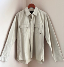 Men's Vintage Timberland Khaki Beige LS Button Front 2-Pocket All Cotton Size L