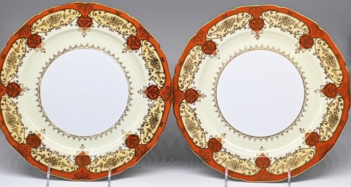 SET 6 Noritake Vintage Orange and Gold Dinner Plates - Picture 2 of 5