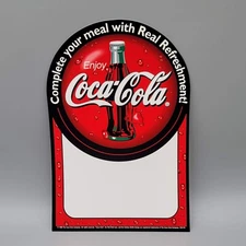 Vintage Coca Cola STICKER Sign Pizza Restaurant Menu Advertising Board 9"x6"