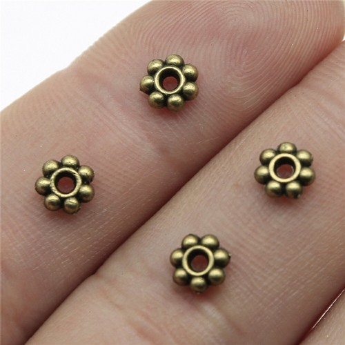 280 piezas cuentas espaciadoras sueltas multicolores de plata tibetana 5X5 mm hágalo usted mismo joyería L15584 - Imagen 6 de 7
