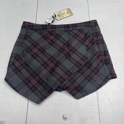 Parisian Collection Charcoal/Red Mad Plaid Skort Women s Size 12 New*