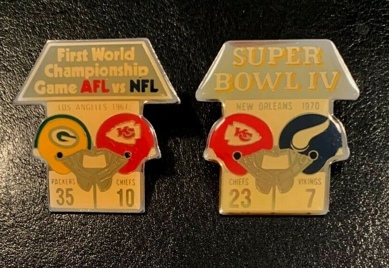 Kansas City Chiefs Super Bowl Pins I and IV NFL Starline Collector Pins-RARE!