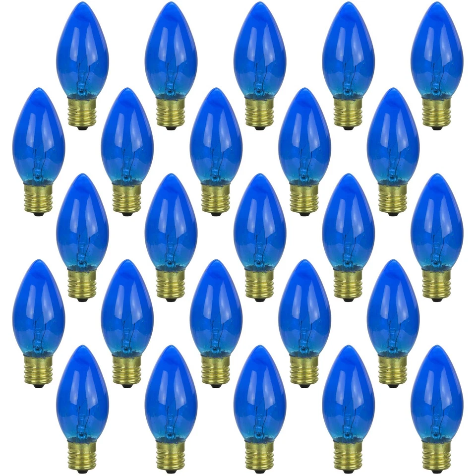 25Pack C9 Blue Christmas Light Bulb, Night Light Colored String, 7W, E17, 120V - Image 3 of 3