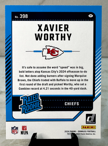 2024 Donruss, XAVIER WORTHY (RC) - KANSAS CITY CHIEFS - Bild 3 von 3