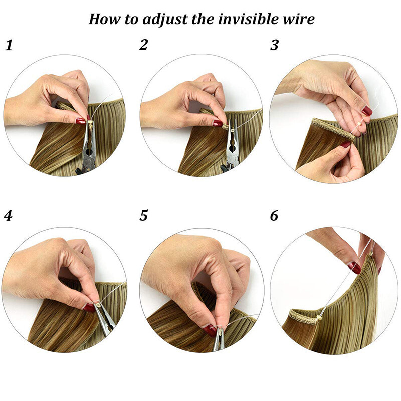 100% Real Natural As Human Wire In Half Head Hair Extensions Invisible