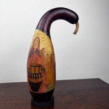 Dry Gourd Native American Woman Home Decor Unique Art Piece Hand Carved Painted