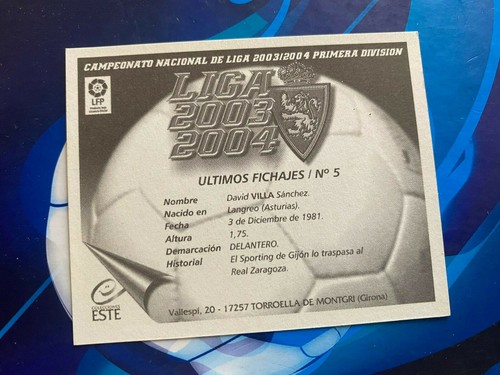 💥 💥 2003 DAVID VILLA #5 ROOKIE STICKER PANINI LA LIGA MINT PSA 10 ? 💥 💥 - Photo 2 sur 2