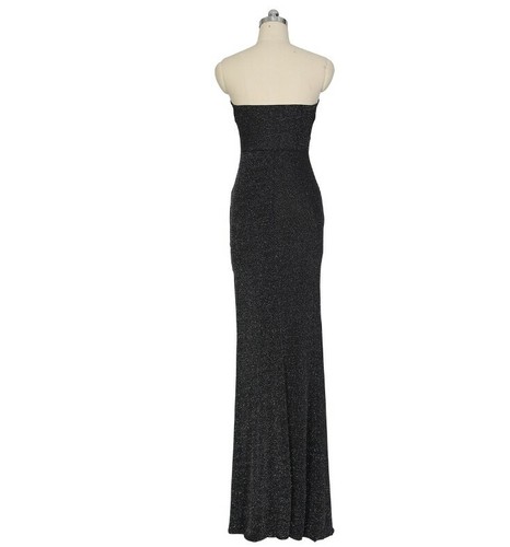 Women-High-Side-Slit-Strapless-Asymmetrical-Shine-Party-Cut-Out-Silk-Maxi-Dress