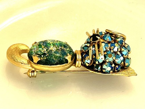 Iconic Warner Signed Cat Brooch Pin Vintage AB Rhinestones Confetti Cabochon - Imagen 6 de 9