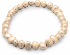 Tan Cultured Freshwater Pearl Stretch Bracelet Unique Pretty Cheap Designer