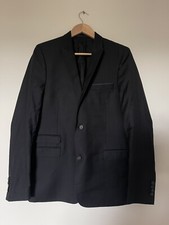 Kooples Navy Womens Blazer Suit Jacket With Shoulder Pads