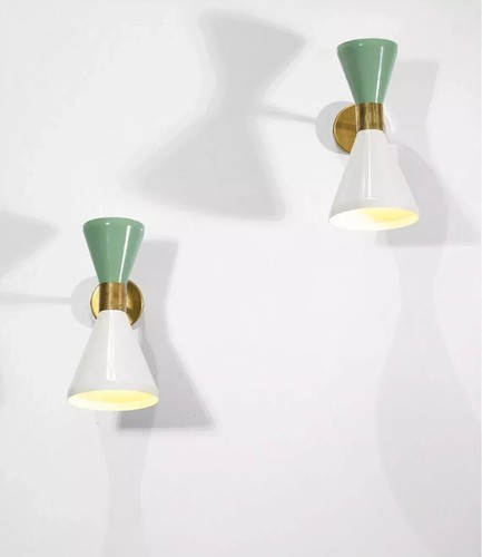 Modern Mid Century Italian Brass Wall sconce Stilnovo Pair Wall Fixture Lamps - Picture 5 of 6