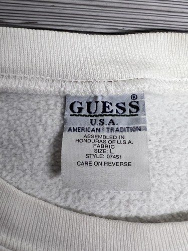 Vintage Guess Jeans USA Sweatshirt Mens Sz L White Embroidered Crewneck 90s Y2K - Picture 7 of 9