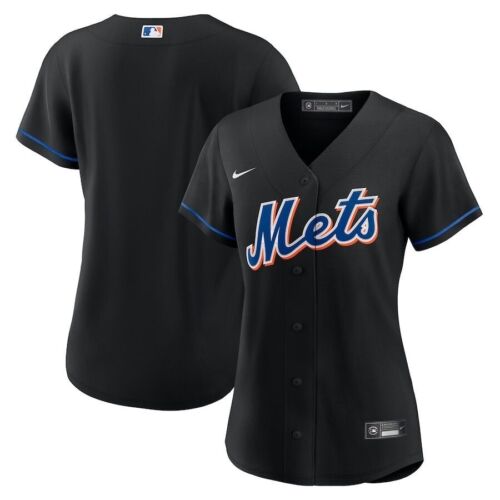 New York Mets MLB NIKE Black Replica Team Jersey Women's LARGE NWT