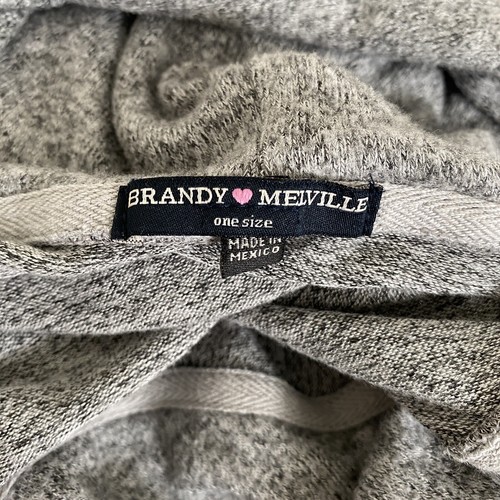 Brandy Melville One Size Sweater Hoodie Gray Womens Drawstring - Picture 9 of 9