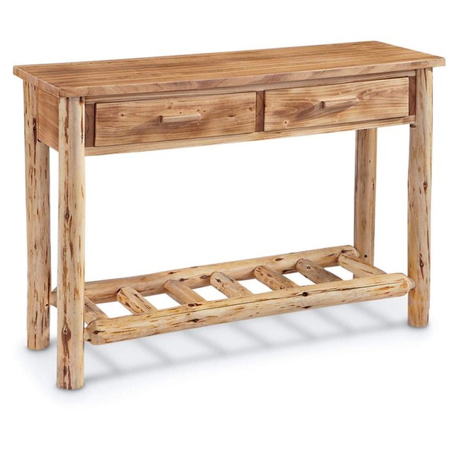 Castlecreek Pine Log Wood Sofa Table Lodge Living Room Furniture Rustic