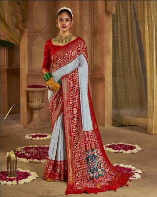 Wedding Party Wear Georgette Silk Saree with Chikankari